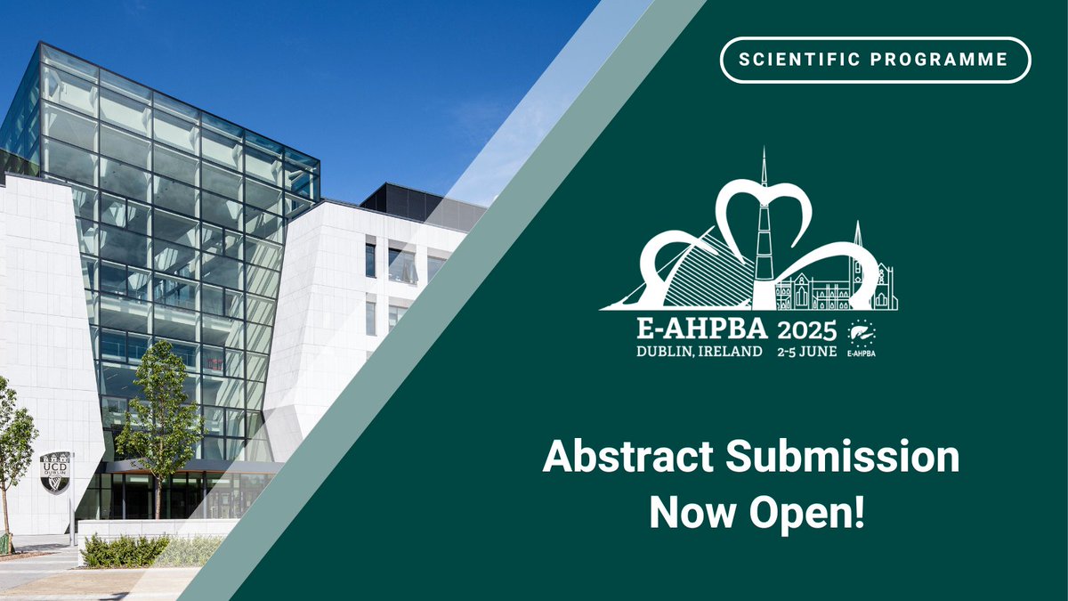 E-AHPBA (@eahpba) on Twitter photo 📣   Abstract submission for #EAHPBA2025 in Dublin, 2-5 June 2025, is now OPEN!   
 
    Submit by 9th January 2025 for a chance to present your research in an   Oral, Poster or Video Presentation. Topics to select from include:
 
    ✔️Liver
    ✔️ Pancreas
    ✔️ Biliary 📣   Abstract submission for #EAHPBA2025 in Dublin, 2-5 June 2025, is now OPEN!   
 
    Submit by 9th January 2025 for a chance to present your research in an   Oral, Poster or Video Presentation. Topics to select from include:
 
    ✔️Liver
    ✔️ Pancreas
    ✔️ Biliary
