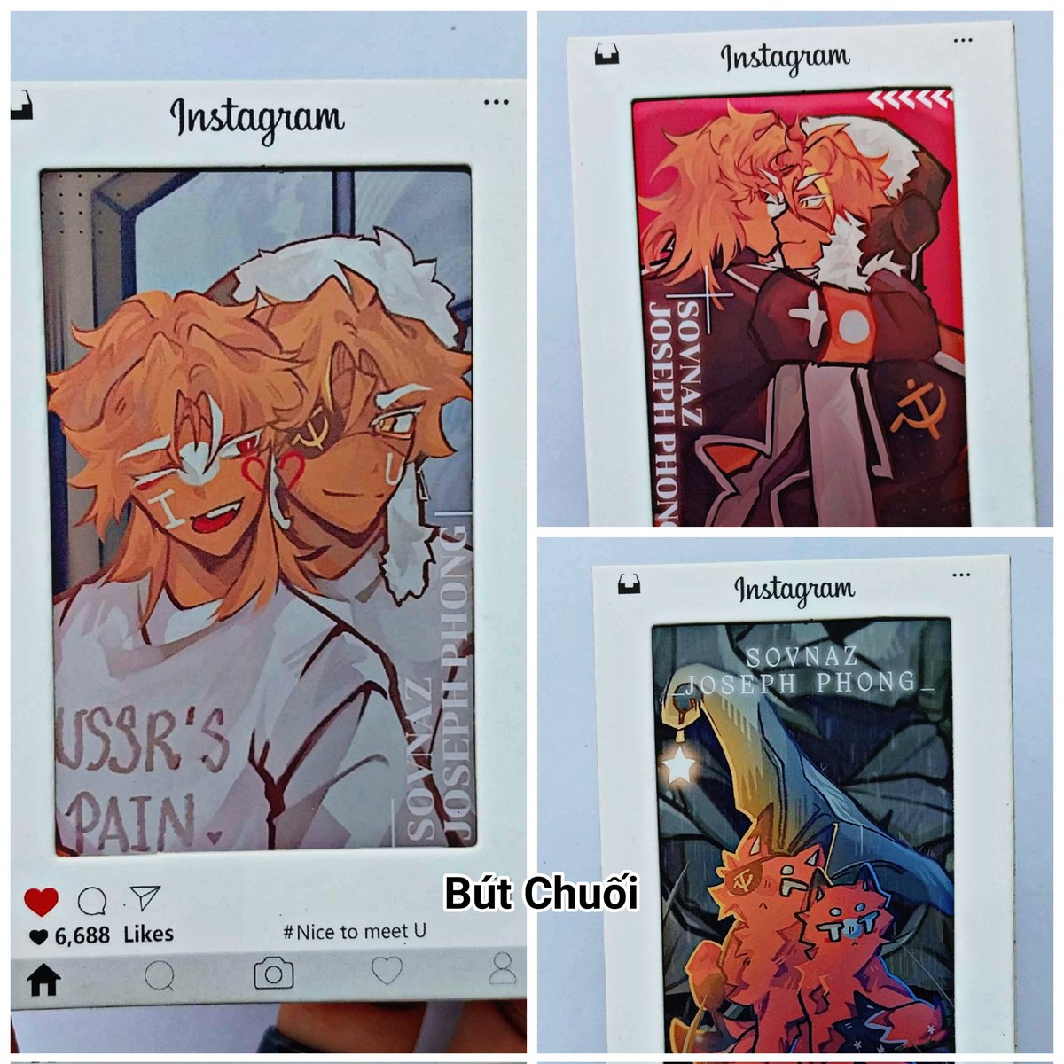 Butchuoi's tweet photo. I just bought some merch from @joseph_ht5’s event, and at first glance, I was like, YeeYeYEE 🐐🐐🐐 THEY ARE TOO GORGEOUS, TOO HANDSOME, TOO AMAZING TO BE TRUE!!!
+ 6 cards
+ 6 stickers
+ 2 standees
#countryhumans #ussrreich #ussrnazi #countryhumansussr #countryhumansnazi https://t.co/TjXFSmT2cf
