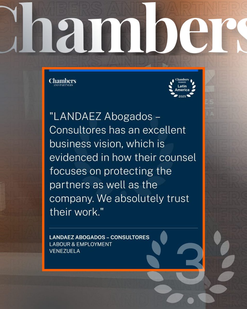 ¡Gran satisfacción! 
Nuestra firma ha sido promovido a Banda 3 en el ranking Chambers and Partners Latinoamérica.
Profundamente comprometidos con la excelencia, agradecemos a todos nuestros clientes por la confianza y a nuestro equipo por su constante entrega y profesionalismo.
