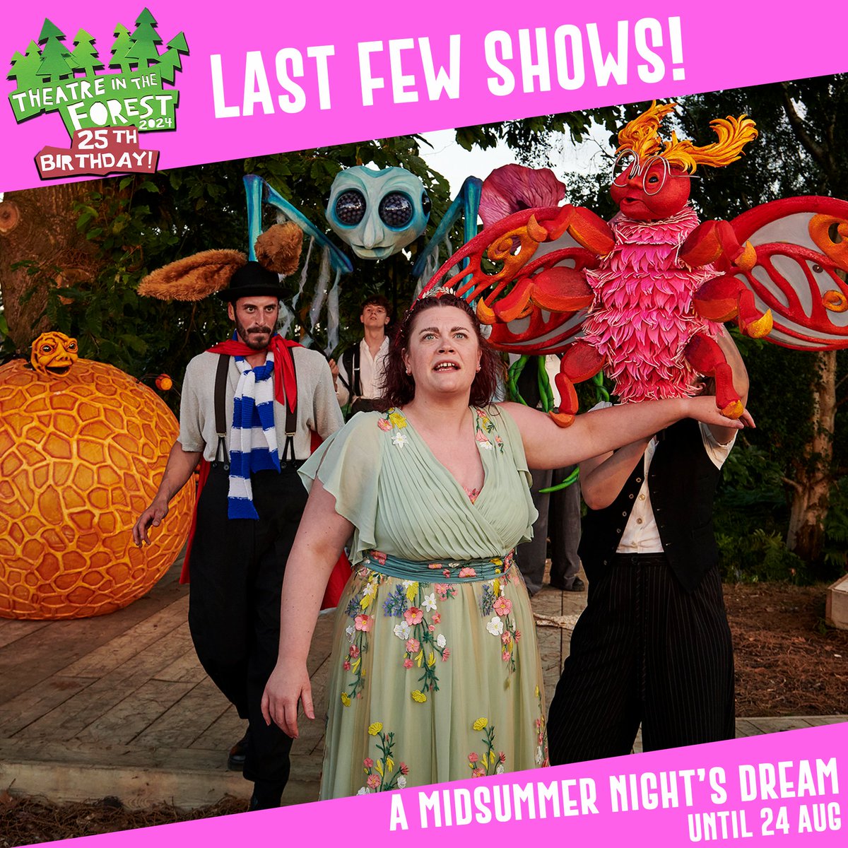 You have just 3 more chances to see A Midsummer Night's Dream at Sutton Hoo! And we've just added a few more seats in Athens on Saturday night, so get them before it completely sells out!!

PLAYING UNTIL 24 AUG 🧚‍♀️
TICKETS: redrosechain.com/a-midsummer-ni…