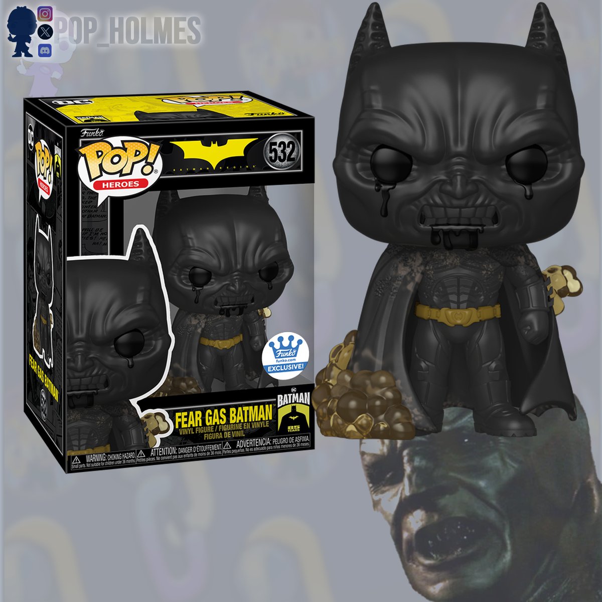 pop_holmes's tweet photo. Is this the best Batman Pop to date? 
The Fear Gas Batman Funko pop looking fresh and coming soon to Funko Shop. Early link for notify Me below 
https://t.co/L0hPwgGTNg

#feargas #feartoxin #batman #arkhamknight #batmanbegins #funkoshop #funkoshopexclusive #popholmes #funkopopnews #funkonews