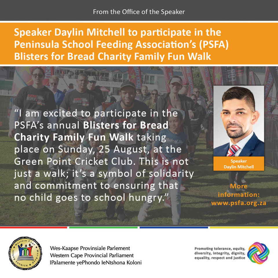 WCPP <a href="/Speaker_DaylinM/">Daylin Mitchell</a> will be participating in the annual Peninsula School Feeding Association's Blisters for Bread Charity Family Fun Walk, tomorrow, 25 August.