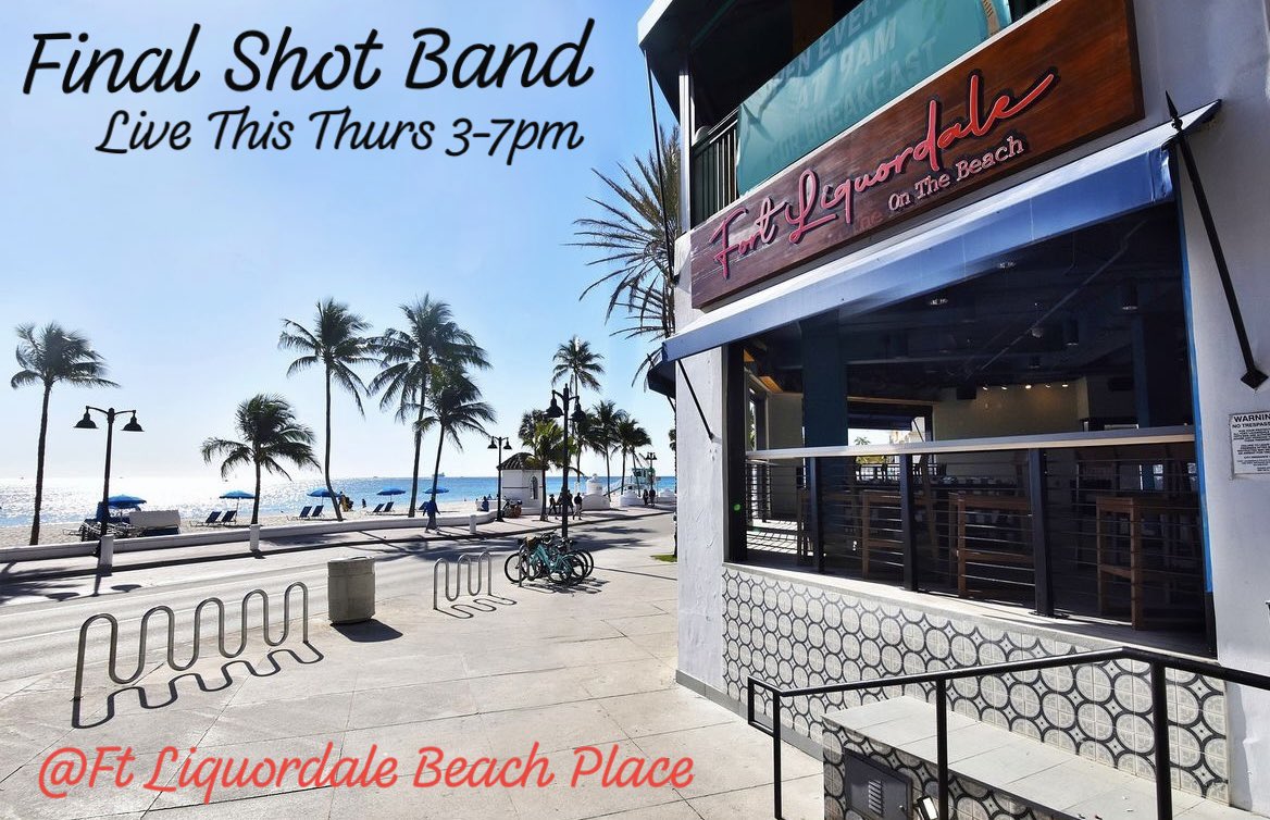 FDFMUSIC's tweet photo. Final Shot Band Live Debut TODAY On Ft Lauderdale Beach’s/Beach Place 
New Ft Liquordale Bar from 3-7pm Come On Down! 
#fortlauderdalebeach #livemusic #Beachvibes #FortLauderdale #rockmusic 
#FortLiquordale https://t.co/aFByvnIXGG