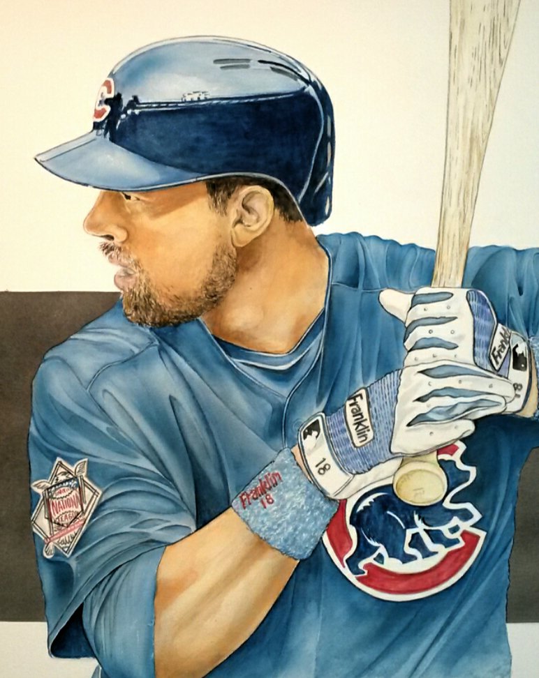 rikkcarl10's tweet photo. Flash  back  Thursday, my water color  of 2x WS champ  Ben Zobrist  and awesome person, prints available.  #cubs #sportsart @Topps https://t.co/9F7dq9gaob