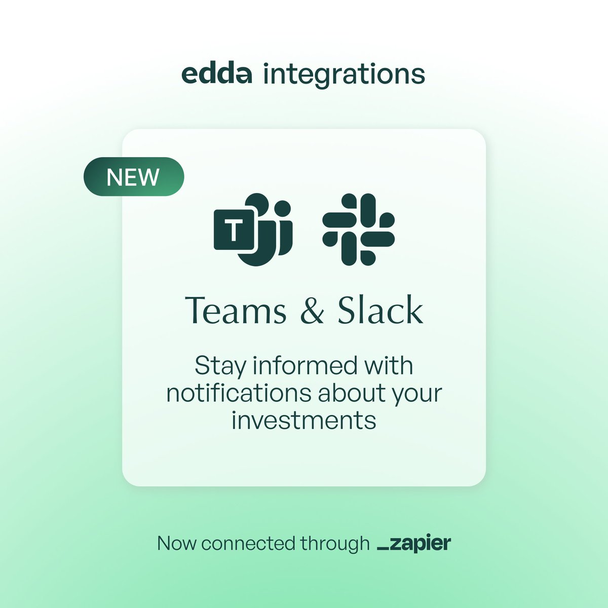 eddacreates's tweet image. 🆕 to Edda Integrations: Teams and Slack!

💬 Create centralized notifications in your preferred messaging app for everything from new company applications to follow-up reminders.

🌟 Learn more about Edda’s @zapier integrations: zapier.com/apps/edda/inte… #dealflow #portfolio
