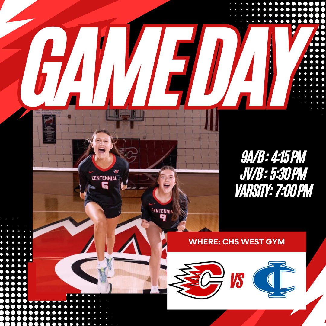 Centennial Cougar Volleyball (@centcougarvb) on Twitter photo ๐จ FIRST COUGAR HOME GAME ๐จ
THEME: RED OUT!! โค๏ธโค๏ธ
๐๐ป COUGAR FANS!!!! COME CHEER US ON DURING OUR FIRST HOME GAME AGAINST CAMBRIDGE-ISANTI!!!! ๐๐ป
๐9A/B - 4:15 PM
๐JV/B-Squad - 5:30 PM
๐Varsity - 7:00 PM
SEE YOU THERE ๐
#allin #rollcougs #getloud
<a href="/CentennialFans/">Cougar Fans</a> ๐จ FIRST COUGAR HOME GAME ๐จ
THEME: RED OUT!! โค๏ธโค๏ธ
๐๐ป COUGAR FANS!!!! COME CHEER US ON DURING OUR FIRST HOME GAME AGAINST CAMBRIDGE-ISANTI!!!! ๐๐ป
๐9A/B - 4:15 PM
๐JV/B-Squad - 5:30 PM
๐Varsity - 7:00 PM
SEE YOU THERE ๐
#allin #rollcougs #getloud
<a href="/CentennialFans/">Cougar Fans</a>