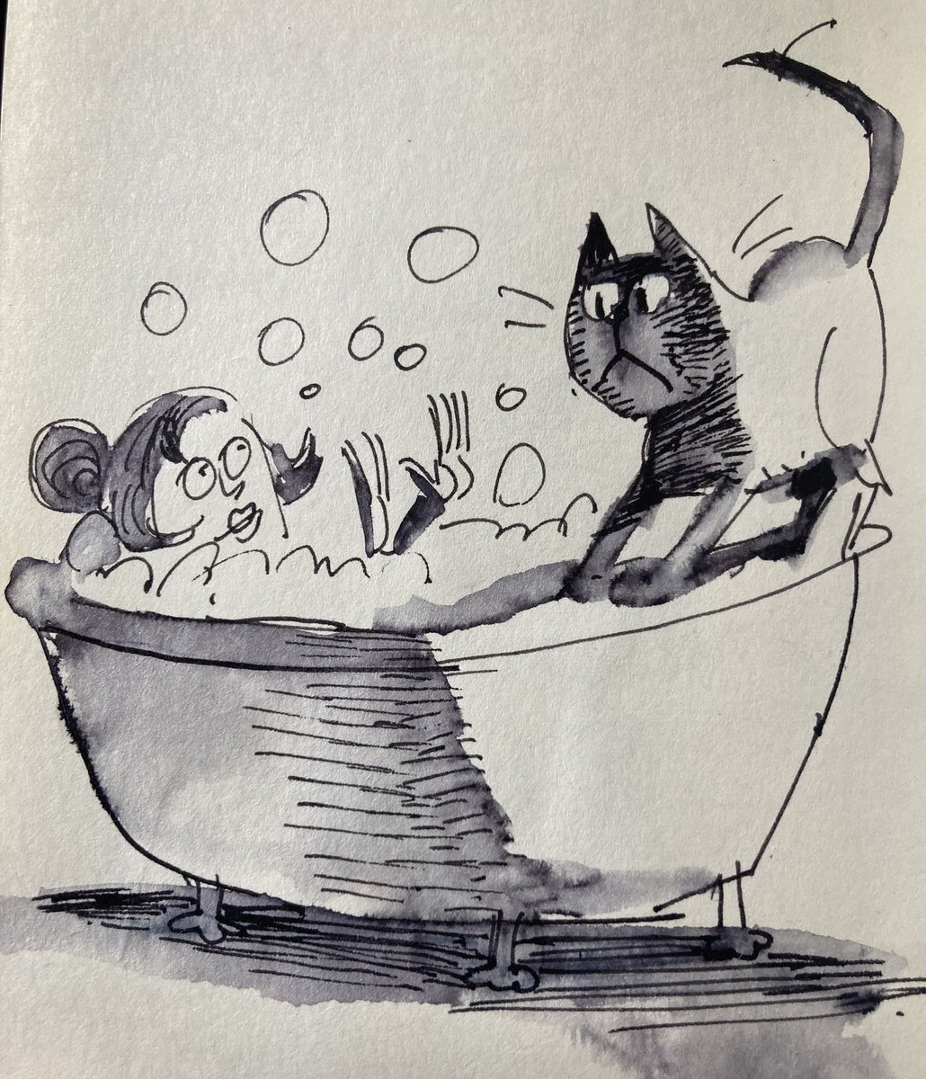 stevemaythe1st's tweet photo. ‘Cats can work out mathematically the exact place to sit that will cause most inconvenience.’ (part 2) ~ Pam Brown
(drawing suggested from @BereniceHealey’s #cloudoftheday) https://t.co/Tmbr1wLZ3J