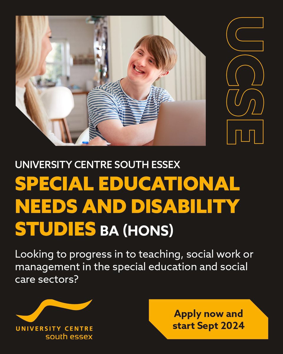 Empower every learner💙

Explore our Special Educational Needs and Disability Studies BA (Hons) course, to make a lasting impact in inclusive education. Join us in shaping a brighter, more accessible future. 

southessex.ac.uk/course/special…