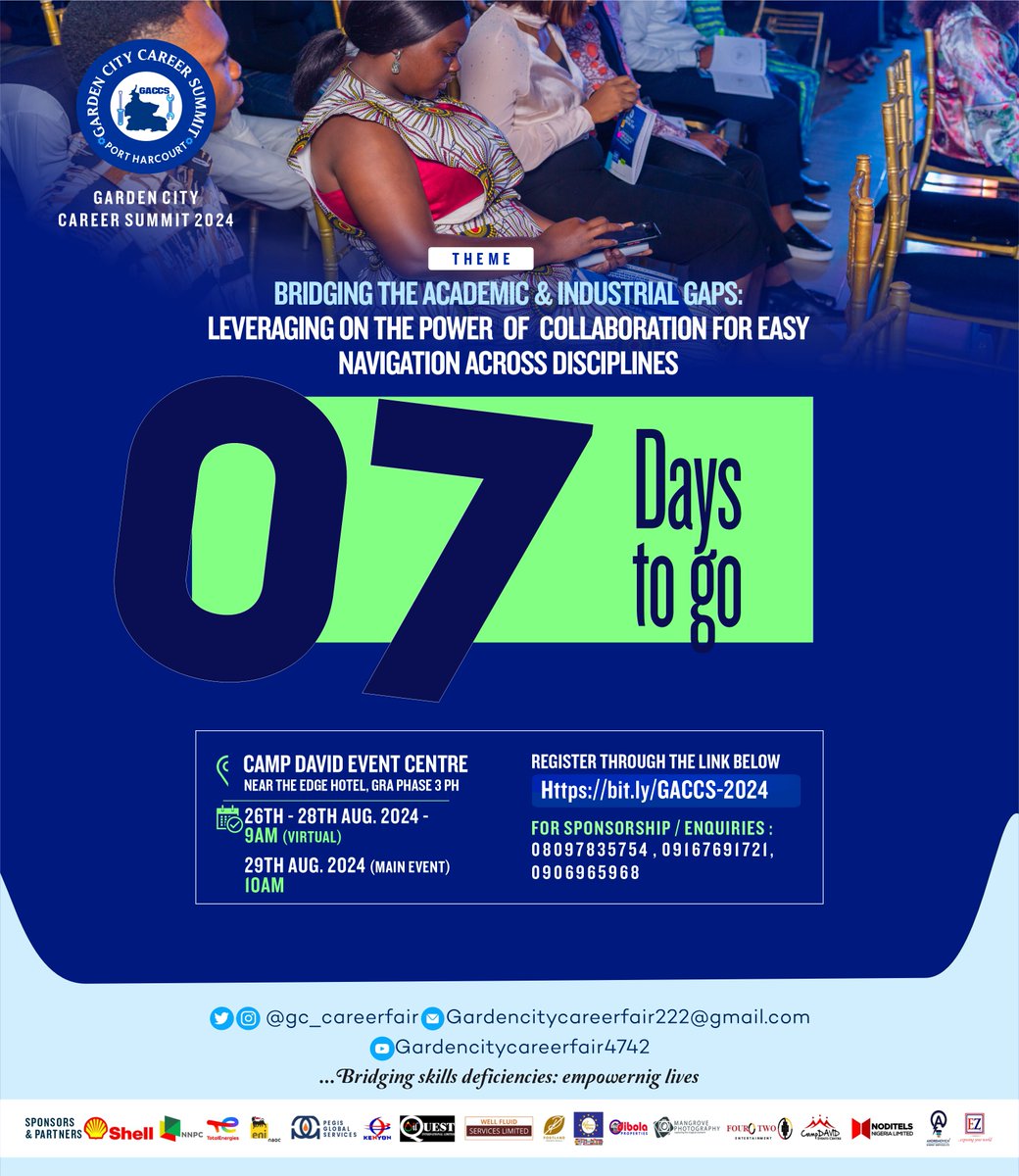 GC_Careerfair's tweet photo. 🚀 7 Days to Go! 

The 2024 GACCS kicks off in just one week! 

Get ready for insightful short courses, expert speakers, and powerful networking opportunities starting from 26th August, 2024.

Don’t miss out—secure your spot today!

👉 Register: https://t.co/9KuvMcM0Jl

#GACCS https://t.co/ehPWUaKyzc