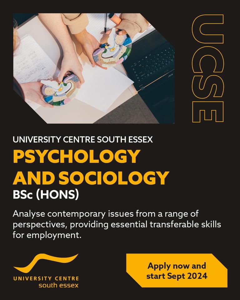 Unlock the mysteries of the mind and society!

Dive into Psychology and Sociology and shape a better future. Your journey starts here, apply now to start this September🧠

southessex.ac.uk/course/psychol…