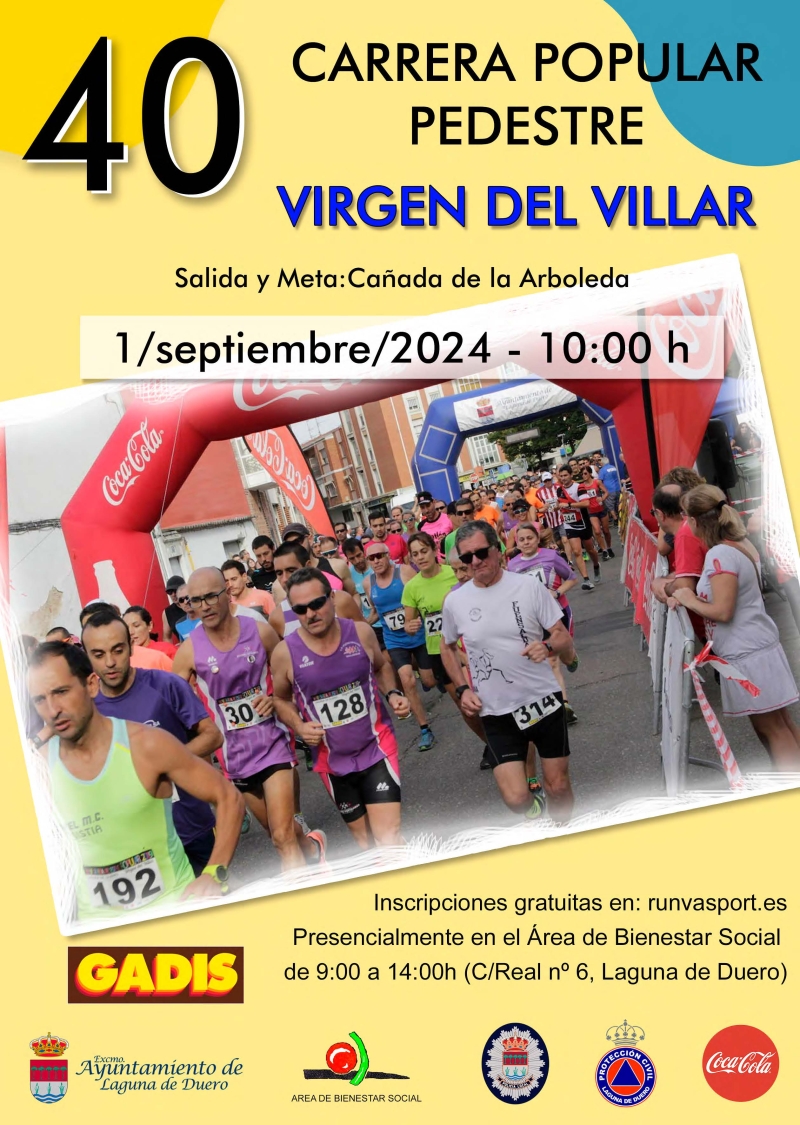 Queremos recordaros que el día 29 de agosto finaliza el plazo de inscripción para la 40 CARRERA POPULAR PEDESTRE VIRGEN DEL VILLAR, que se celebrará el próximo 1 de septiembre. Las inscripciones para esta competición pueden realizarse de manera gratuita en la página...