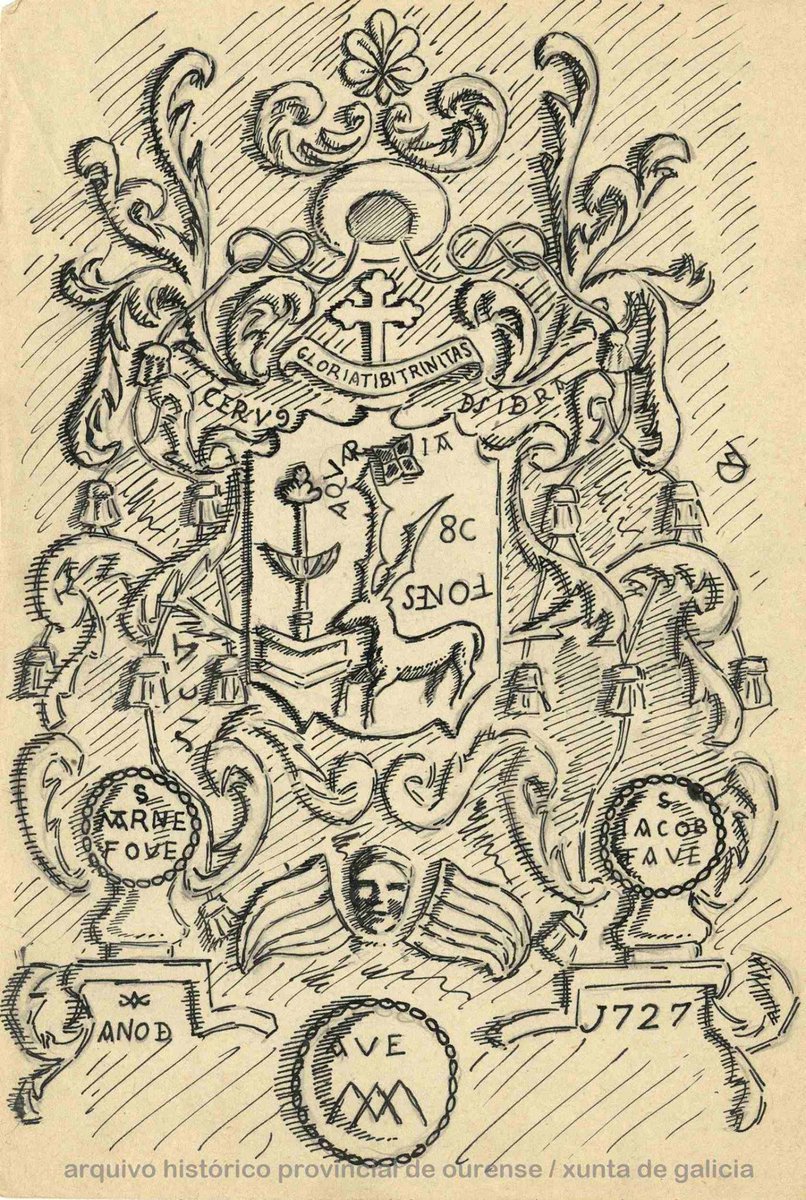 ahpourense's tweet image. No @ahpourense consérvanse varios debuxos de escudos de #Ourense realizados por Xurxo Lorenzo. Destaca o do bispo Muñoz de la Cueva na fachada do antigo pazo episcopal na Praza Maior. Pero tamén hai debuxos de brasóns do Colexio das Mercedes, da rúa Hernán Cortés...🛡️
#heráldica