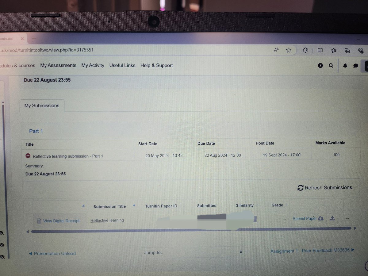 Last assignment of this academic year submitted, now the wait for the results!! Cannot believe a year has gone by already, 1 down, 3 to go!!