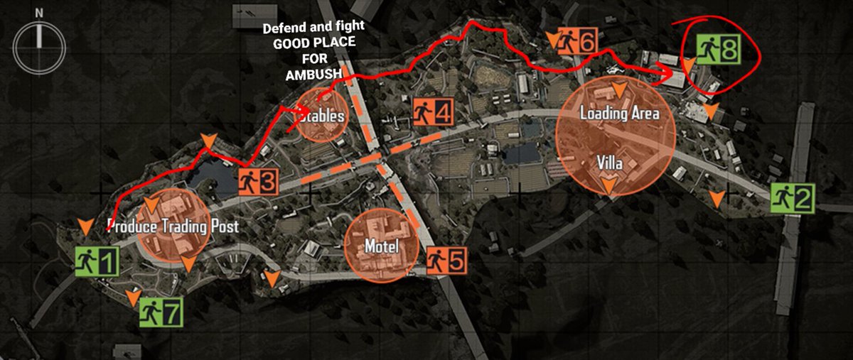nokkedits's tweet photo. @ArenaBreakoutPC No chance to play it I'm in vacation, so I'll use paint for my best route for kill other squads by myself. No need to waste time in anywhere I'm going directly here, stables is best building for fight with 1v4. I never died to anyone in here (beta) #RouteToWealth https://t.co/DB0XK2oIoh