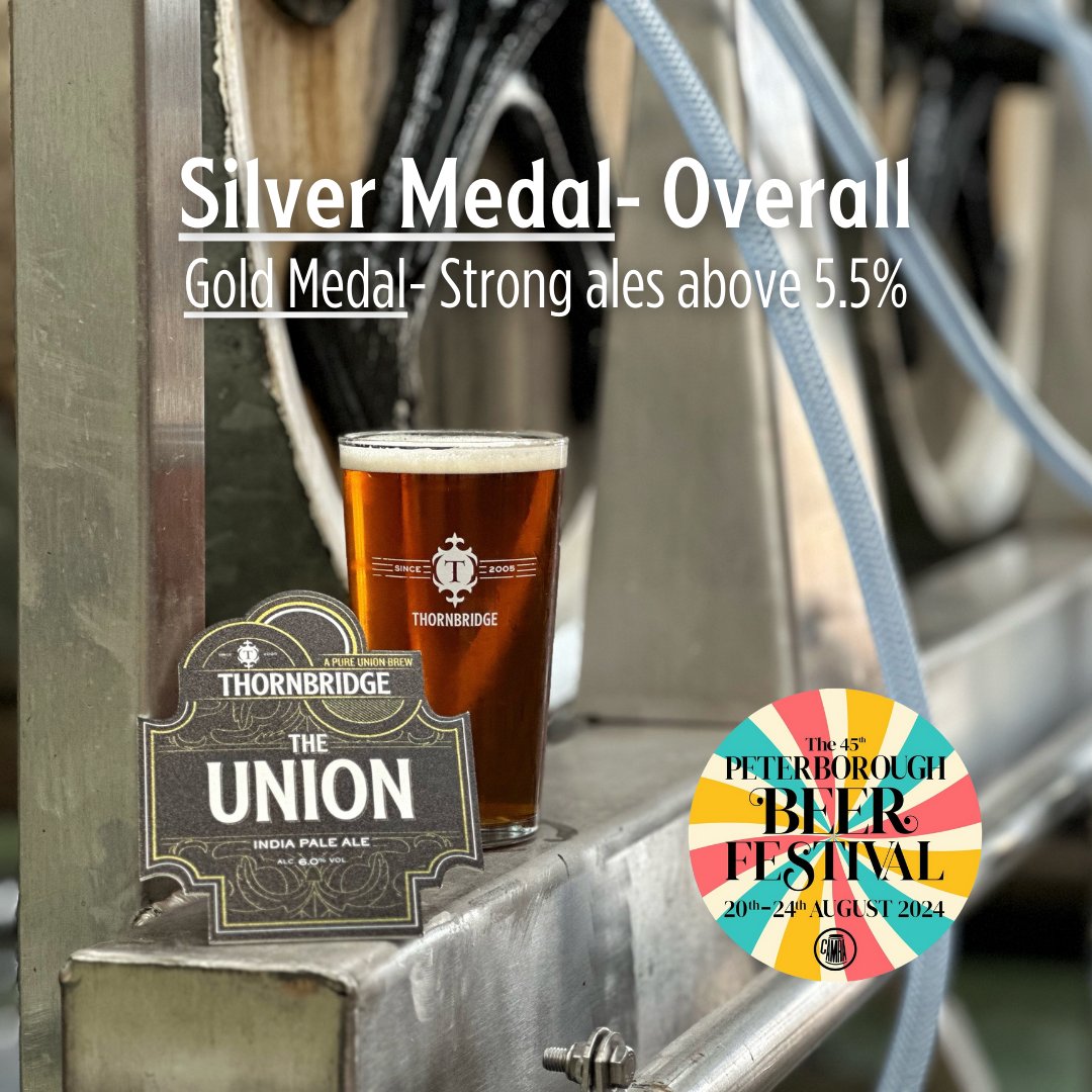 Thornbridge Brewery (@thornbridge) on Twitter photo Great news from Peterborough Beer Festival where our cask brew of The Union picked up a Gold Medal in the Strong Ales Category, followed by an Overall Silver Medal! 🥈
<a href="/BoroBeerFest/">PeterboroughBeerFest</a> Great news from Peterborough Beer Festival where our cask brew of The Union picked up a Gold Medal in the Strong Ales Category, followed by an Overall Silver Medal! 🥈
<a href="/BoroBeerFest/">PeterboroughBeerFest</a>