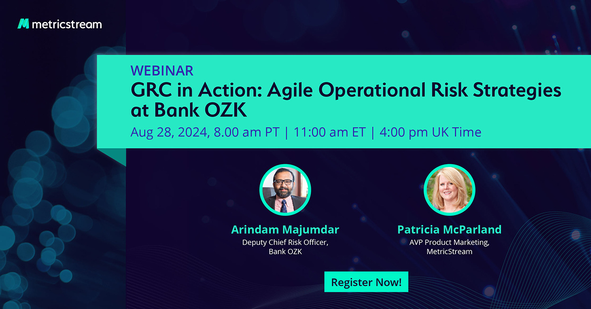 Join our webinar on Aug 28 with Arindam Majumdar from Bank OZK, and MetricStream expert Pat McParland to delve into the challenges and solutions of managing #operationalrisk at Bank OZK. Learn from real-world examples and best practices. hubs.li/Q02JRYFl0