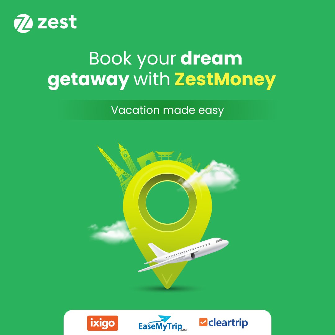 Ready to explore the world, ZestMoney fam? 🌍✈️
Whether it's a relaxing beach holiday or an adventurous mountain escape, we’ve got you covered!
Book your next trip on Cleartrip, EaseMyTrip, or Ixigo using ZestMoney and spread the cost with #EasyEMIs.

#ZestMoney #ZestEMI