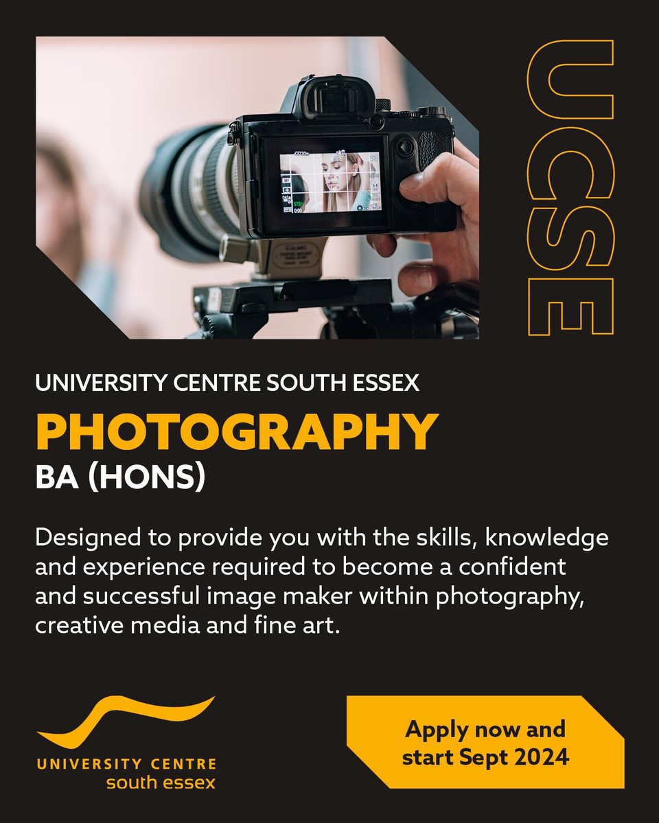 Capture your creativity and tell stories through your lens📸

Join our Photography BA (Hons) program and turn your passion into a profession. 

southessex.ac.uk/course/photogr…