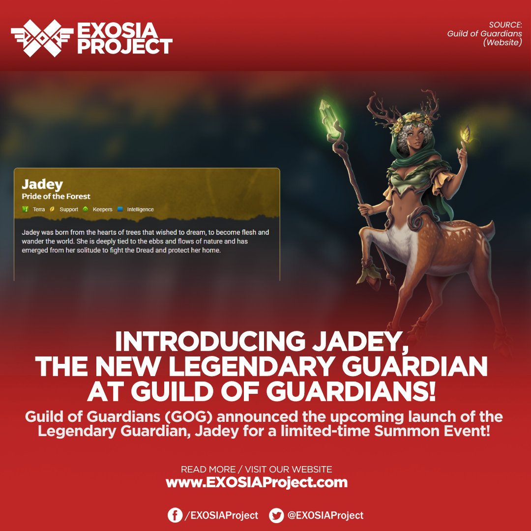 EXOSIAProject's tweet image. Guild of Guardians introduces a new Legendary Guardian, Jadey!

Read More: exosiaproject.com/2024/08/gog-ne…

#AngatEXOSIA #GuildOfGuardians