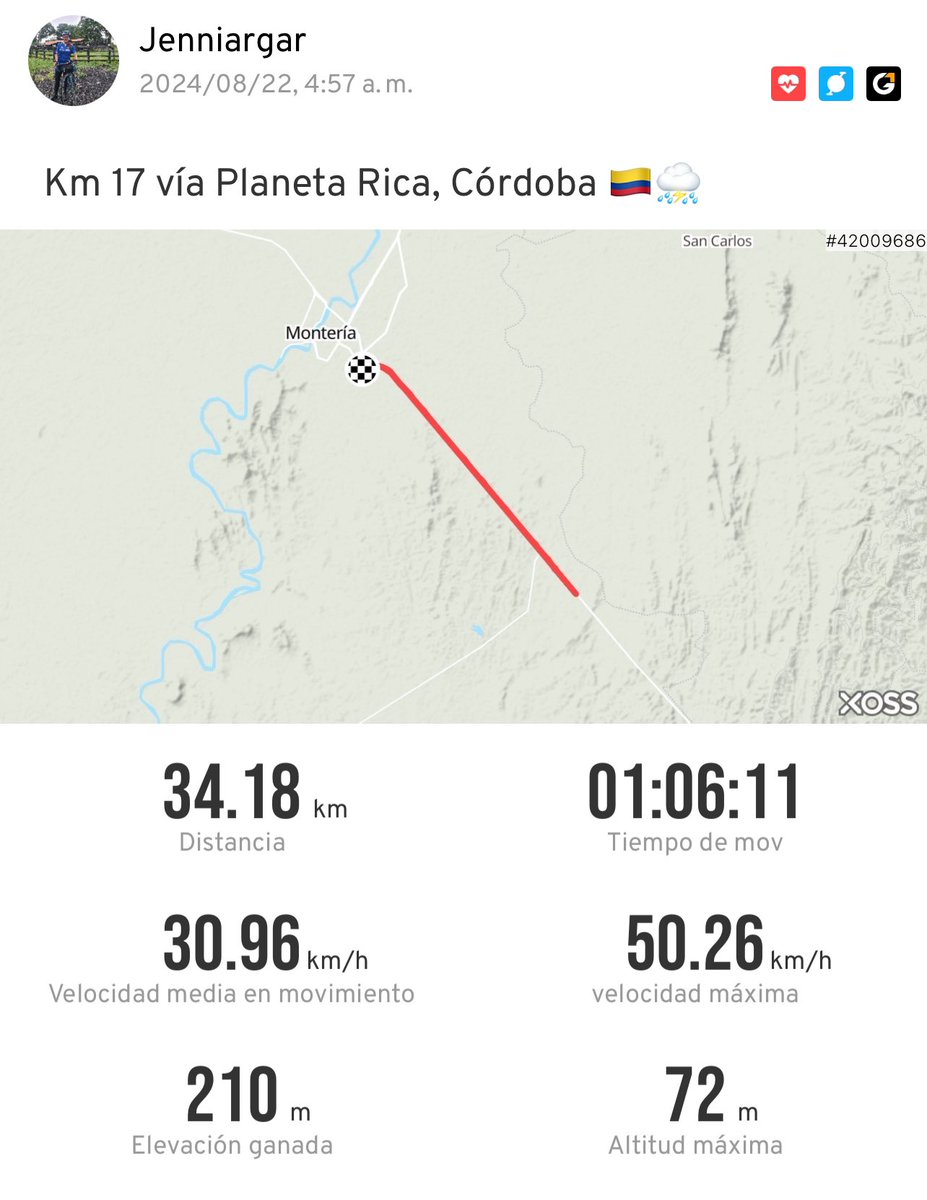Jenniargar's tweet photo. Ruta al Peaje viejo, km 17 vía Planeta Rica, Córdoba 🇨�� nuevamente bajo lluvia 🌧️, pero superando mis marcas personales 🙌🏻🫡 #WednesdayMotivation #BikeLife #Biker #BikerGirl #Colombia #ColombiaPotenciaDeLaVida #Cycling #healthylifestyle #Lluvia #Montería #RainySeason #sports https://t.co/KjRZ3Wp0jO