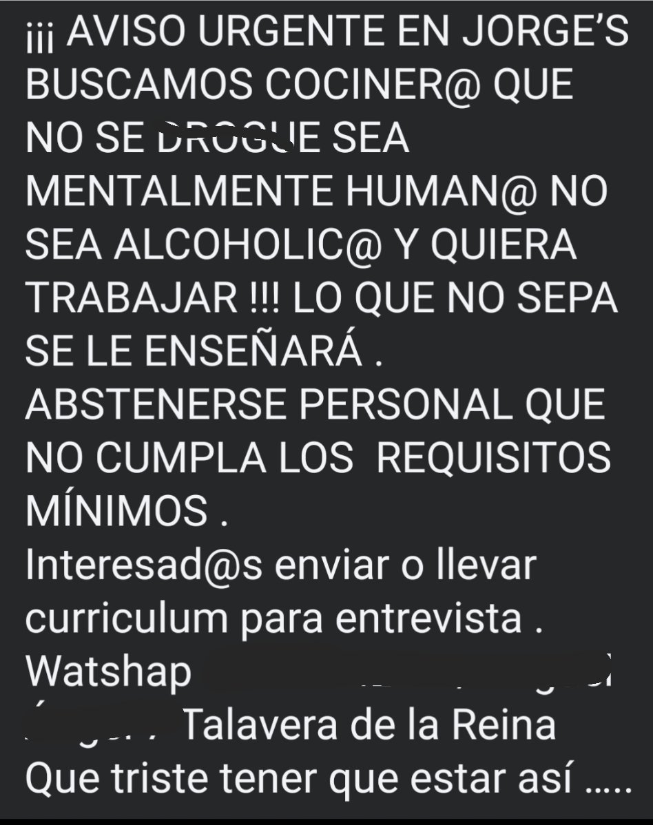 soycamarero's tweet photo. Cuando las ofertas de trabajo crees que no te van a sorprender, zass😅 https://t.co/nwt7qcTaHk