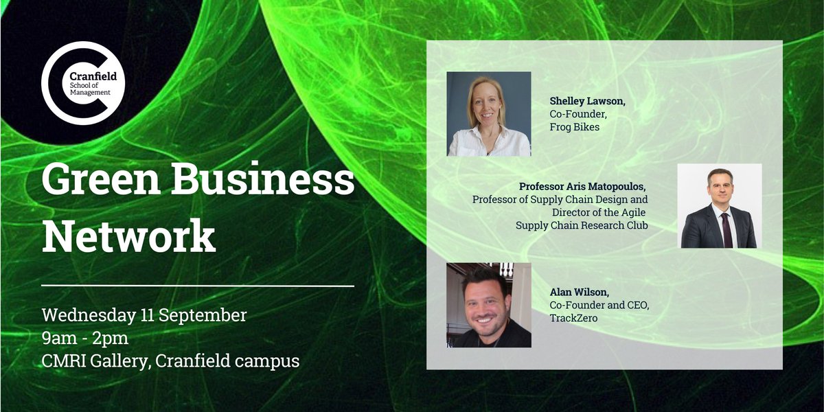 Bettany Centre for Entrepreneurship (@bettanycentre) on Twitter photo Have you secured your ticket for the next Green Business Network event?
Hear from industry speakers and leading academics, as they share their experience in implementing green business practices, and reducing their carbon footprint 👣 🌿 
Book now: cranfield.ac.uk/som/events/gre… Have you secured your ticket for the next Green Business Network event?
Hear from industry speakers and leading academics, as they share their experience in implementing green business practices, and reducing their carbon footprint 👣 🌿 
Book now: cranfield.ac.uk/som/events/gre…