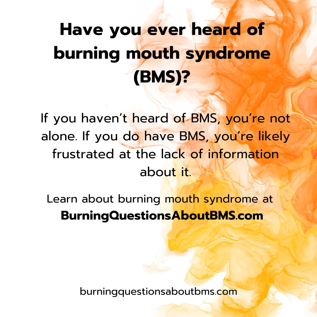 Have you ever heard of burning mouth syndrome? Many people haven't. It's rare and it's very painful. I put together a website for #burningmouthsyndrome so people can learn more. burningquestionsaboutbms.com 
#ChronicPain #chronicdiseaseawareness #PatientCare #healthliteracy #health