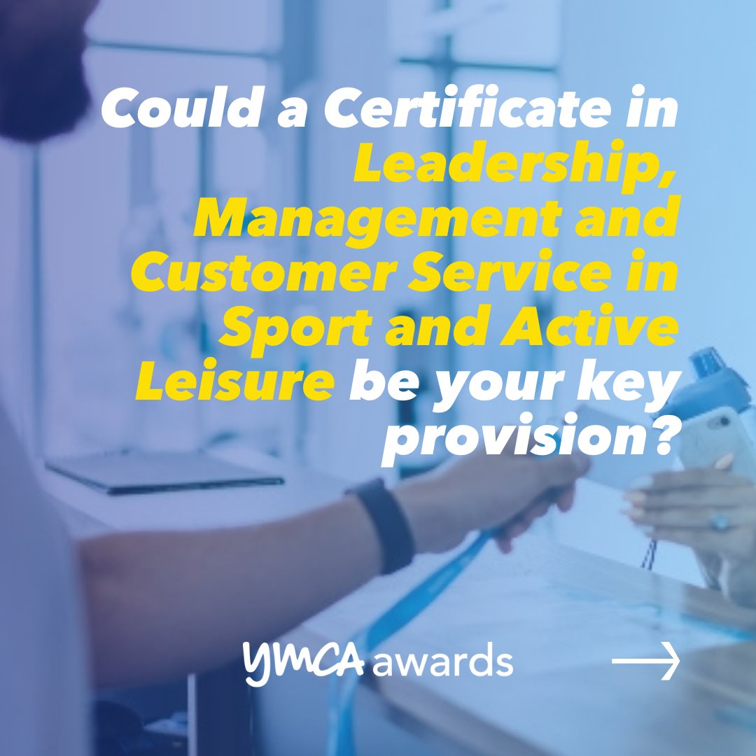 YMCAawards's tweet photo. Do your learners desire to work in the sport and active leisure sector but need #leadership, #management and customer service #skills?

The qualification below can lead to a career as a supervisor or duty manager.
https://t.co/YRzGuW4qys

Learn more via awards.support@ymca.co.uk https://t.co/n6R4ijv0Y2