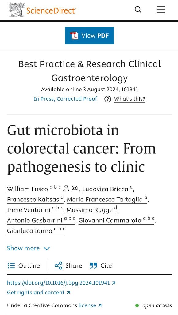 Happy to share our latest paper on gut microbiota and colorectal cancer. 
That's definitely the present and future of medicine
A special thanks to all the authors <a href="/Will_fusco/">William Fusco</a> <a href="/BriccaLudovica/">Ludovica Bricca</a> <a href="/gianluca1aniro/">Gianluca Ianiro</a> and many others.

sciencedirect.com/science/articl…