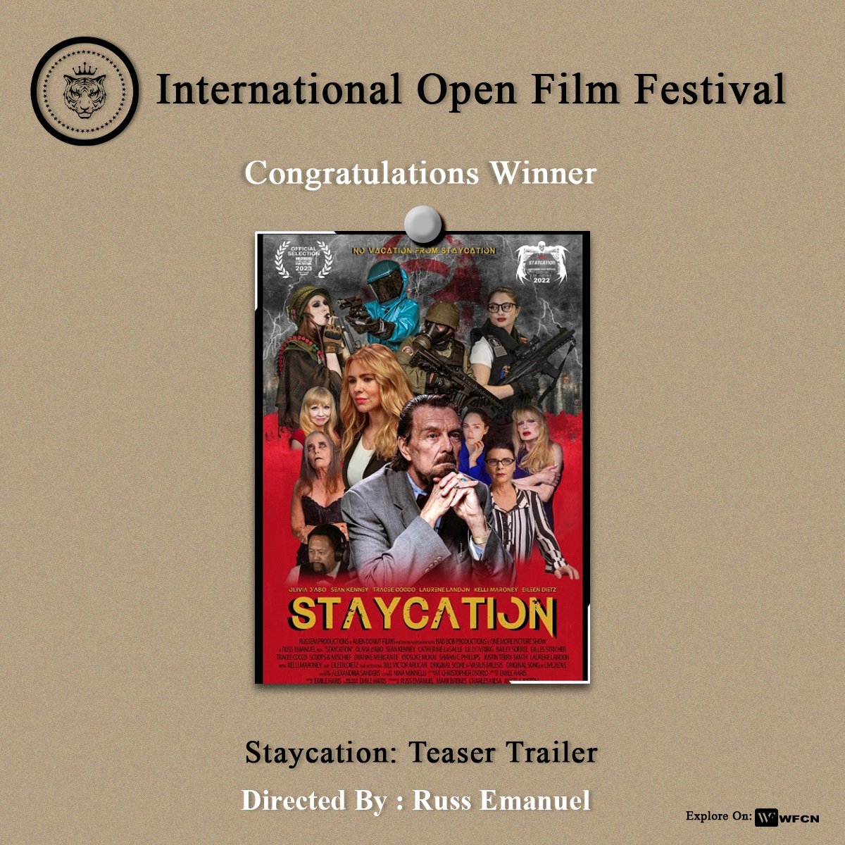 ioff_dhaka's tweet photo. Join us in celebrating this incredible achievement of Russell Emanuel!

He has set a new standard for excellence with his 'Staycation: Teaser Trailer' at the International Open Film Festival. Well done! https://t.co/iWAbUBBxWx