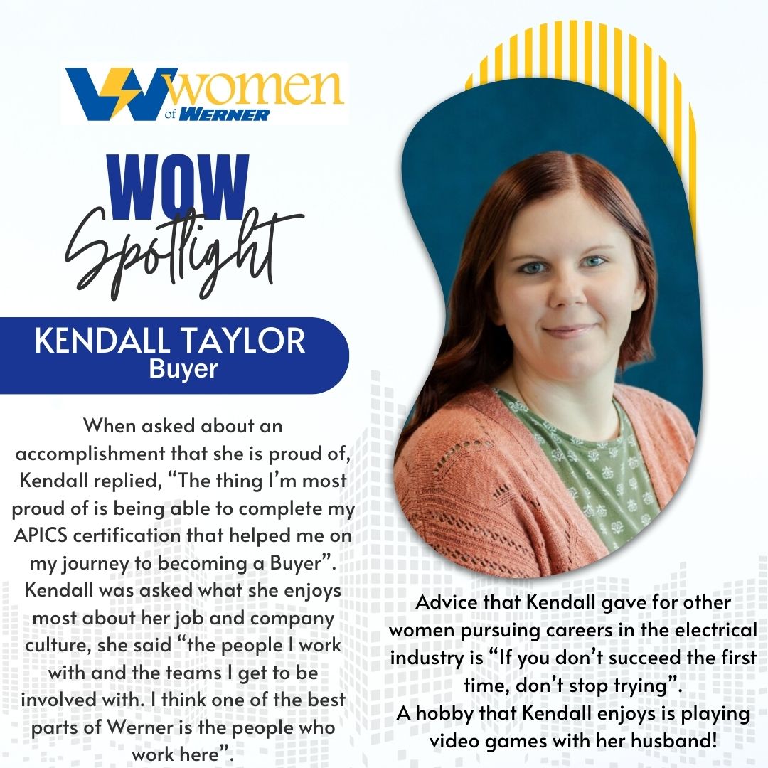 August's #WomenOfWerner Spotlight goes to Kendall Taylor! We thank you for being a part of our Werner community! #WernerWay #GreatPlaceToWork #WomenWiredForSuccess