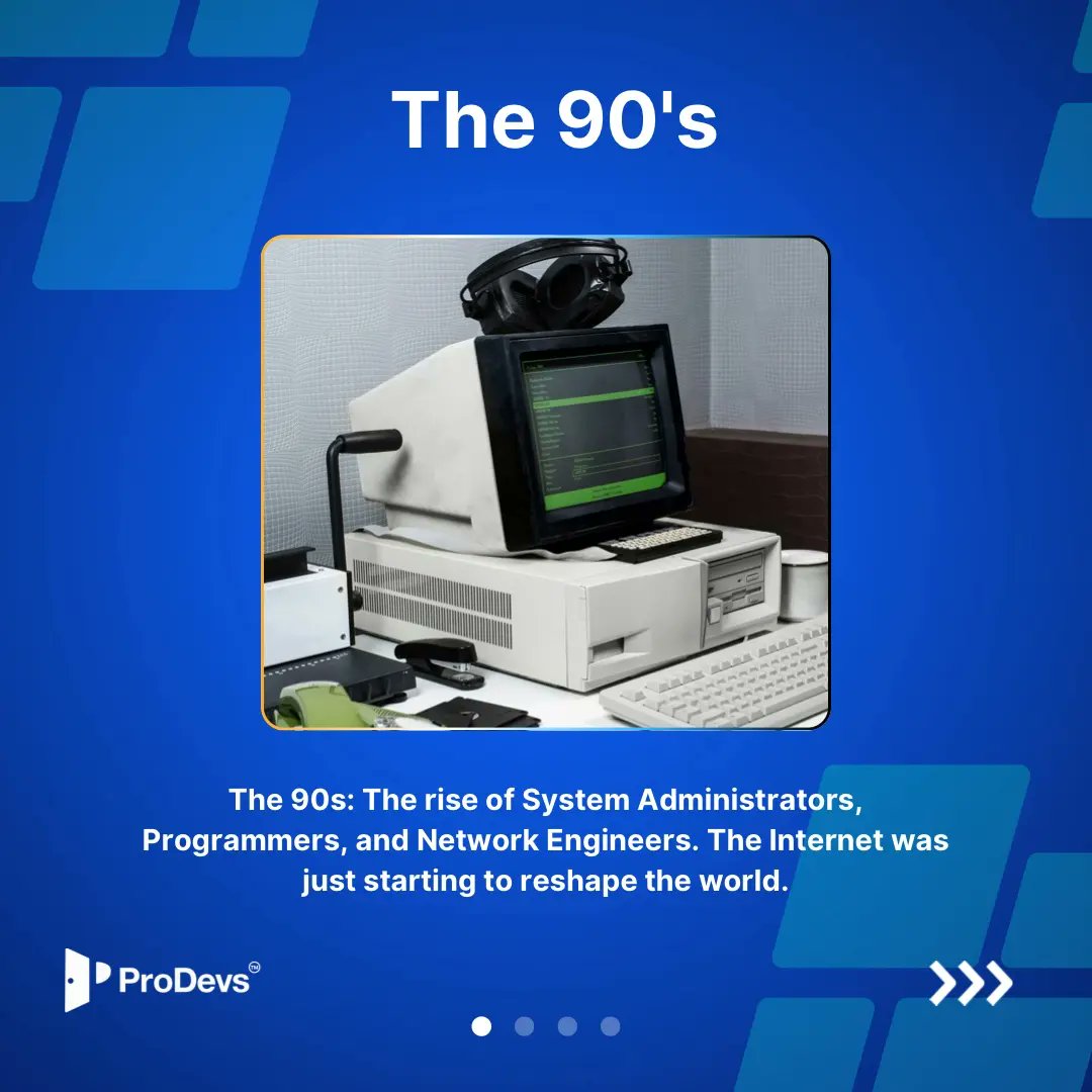 Prodevs_io's tweet photo. From dial-up to 5G, we've witnessed the tech world transform—and with it, the way we work. Opportunities are endless, and the future is bright. Ready to evolve with us, ride with ProdevsAI today! 

#hiring #CareerEvolution #ProDevsAI #Prodevs https://t.co/ZvmXKuL7zw