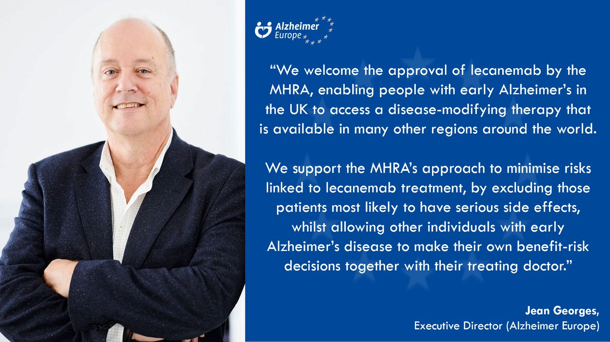 We welcome the news that #lecanemab has been approved today by the UK's Medicines and Healthcare products Regulatory Agency and we now look to health authorities to ensure this treatment is made as accessible as possible for patients in the UK
alzheimer-europe.org/news/alzheimer…