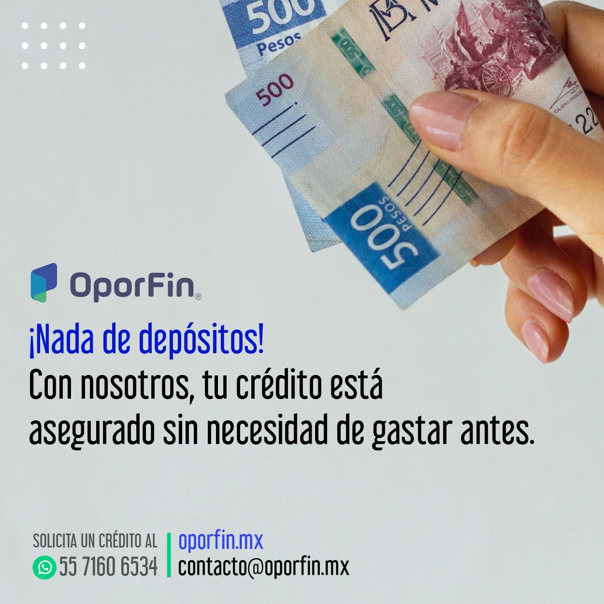 opor_fin's tweet photo. Recuerda que NUNCA solicitamos adelantos o anticipos para otorgar un crédito, eso no es un factor y NUNCA lo solicitamos. ¡NO caigas en fraude! Si un perfil te solicita anticipo repórtalo con nosotros. Solo tenemos una página OFICIAL: https://t.co/9BzpVrmDkz https://t.co/LPVFIGJLne