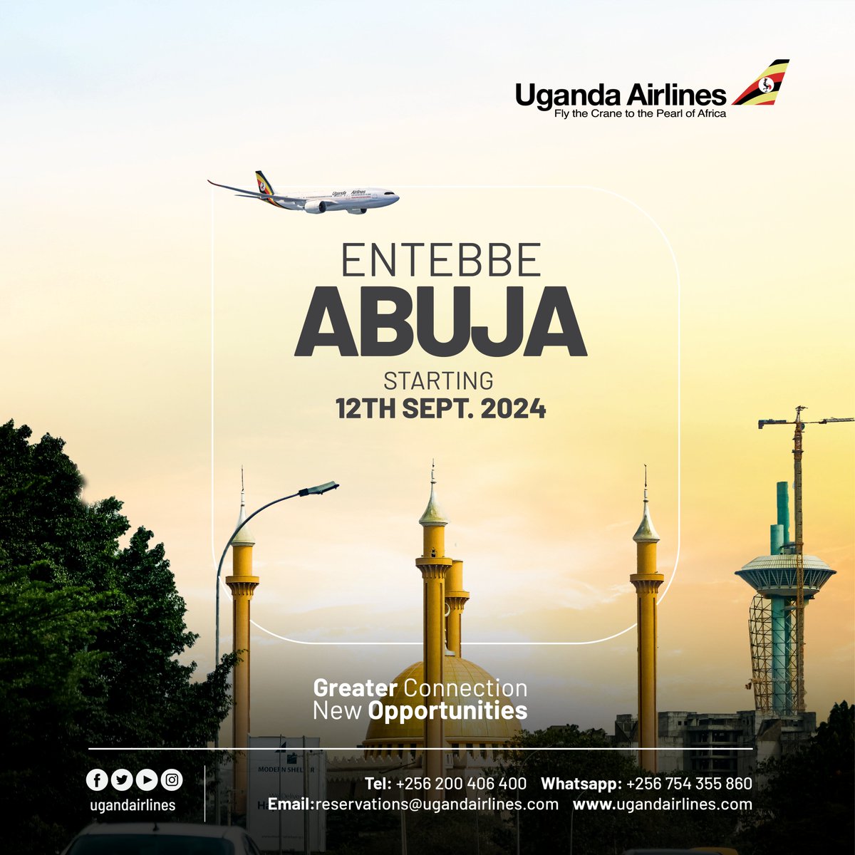 UG_Airlines's tweet photo. Abuja is inbound!!✈️ Book your flight to the Capital of Nigeria today via our website or mobile App: https://t.co/svSf7OvkPe 

#Abuja #flyUgandaAirlines #greaterconnections #newopportunities https://t.co/s50NNTN9k7