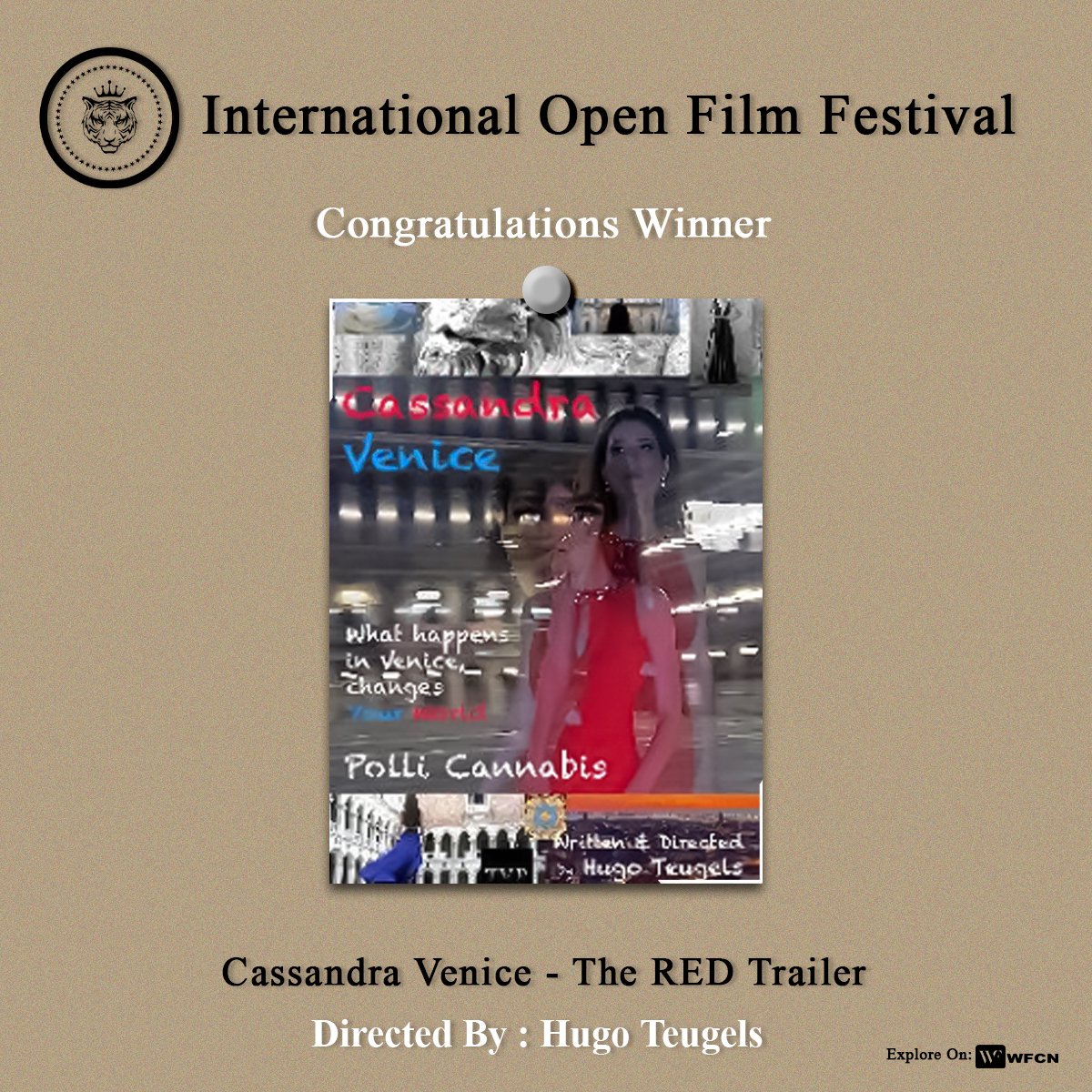 ioff_dhaka's tweet photo. Join us in celebrating this incredible achievement of Hugo Teugels!

He has set a new standard for excellence with his 'Cassandra Venice - The RED Trailer' at the International Open Film Festival. Well done! https://t.co/qtv20MkbpO