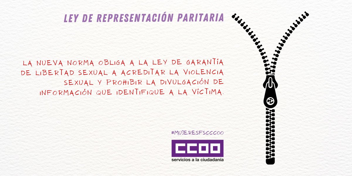 FSCdeCCOO's tweet photo. 🟣 La Ley de Representación Paritaria cambia el Estatuto Básico del Empleado Público para apoyar a empleadas públicas y funcionarias víctimas de #ViolenciaMachista.
#MujeresFSCCCOO https://t.co/JlIdbkdAjK