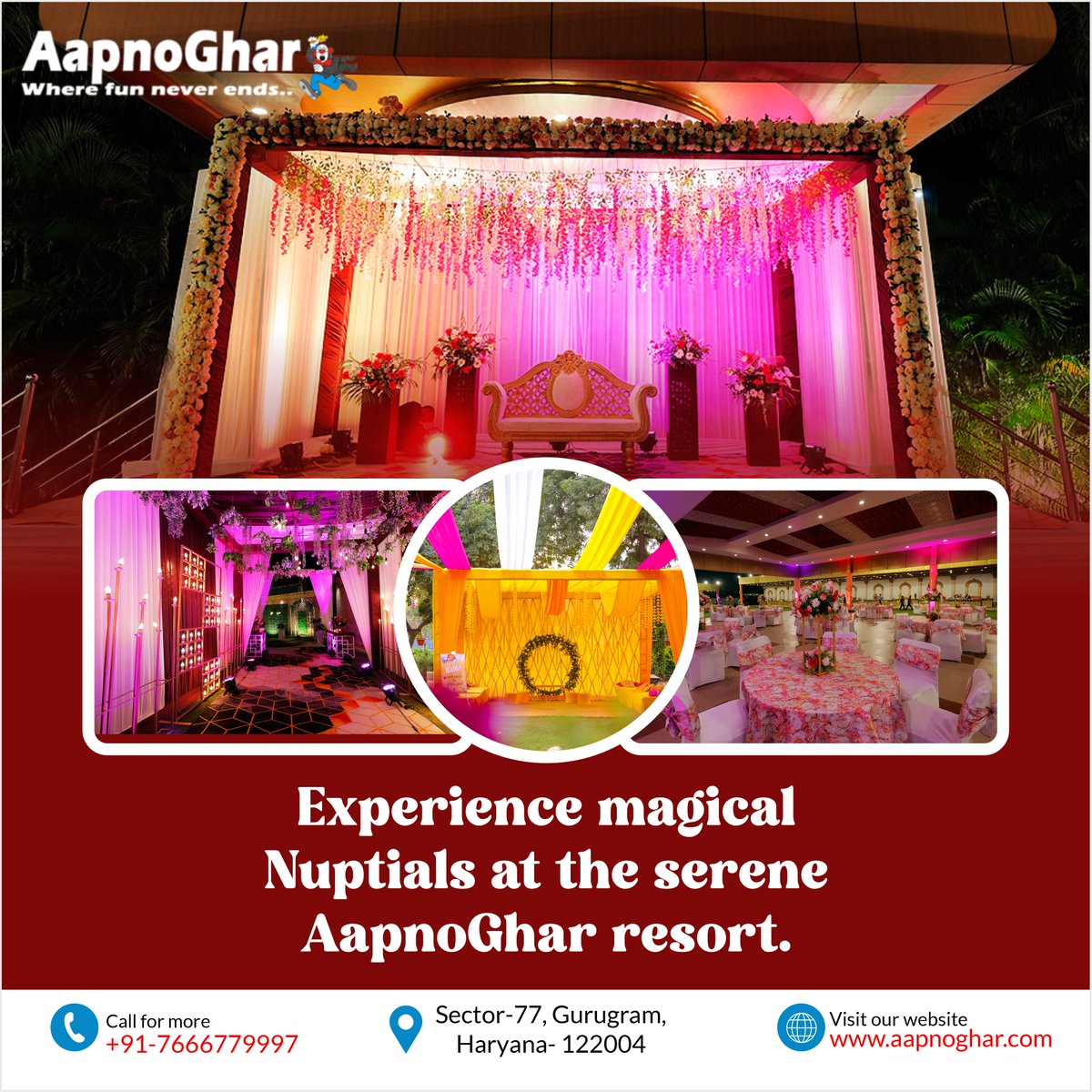 Let love bloom amidst nature's beauty. Let it be a Picture-perfect setting for your dream day with #aapnoghar #resort.
🌐aapnoghar.com📲7666779997
#resortvibes #wedding #weddingday #weddinginspiration #weddingnight #Trending #TrendingNow #Gurgaon #venue #fusion #love