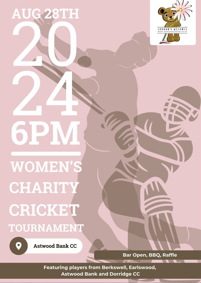 Would love to see as many people as possible support the below event! Proceeds from the event will go to Jordan’s Wee One’s charity, which supports families with young children diagnosed with cancer. 
Please do come down to support on what will be an actioned packed evening! 🏏☀️
