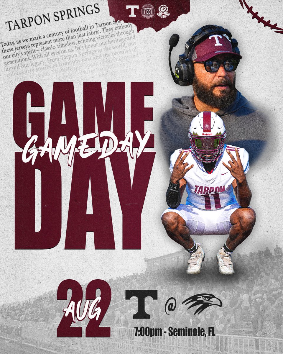 GAMEDAY‼️

⏰ 7:00pm
🆚 Seminole
📍 Seminole High School 

#TarponPride #Spongers100