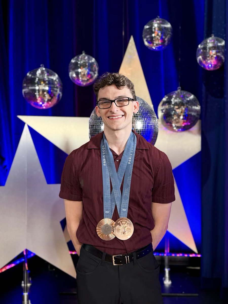 USAGym's tweet photo. We can’t wait to cheer on @GymnastSteve as he takes on his biggest challenge yet: @officialdwts! Get ready to see Stephen go from Bronze Medals to the Mirrorball this September on ABC!

📸 @GMA // @ABC https://t.co/MRy9VK00Kb