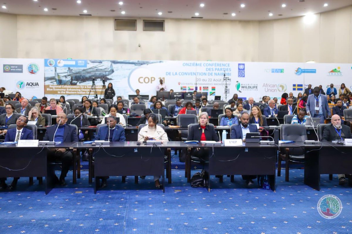 NCSecretariat's tweet photo. HAPPENING NOW: Adoption of Decisions has officially started! 👍 🌍 
 
#nccop11

#westernindianocean https://t.co/m2ZbAArWwp