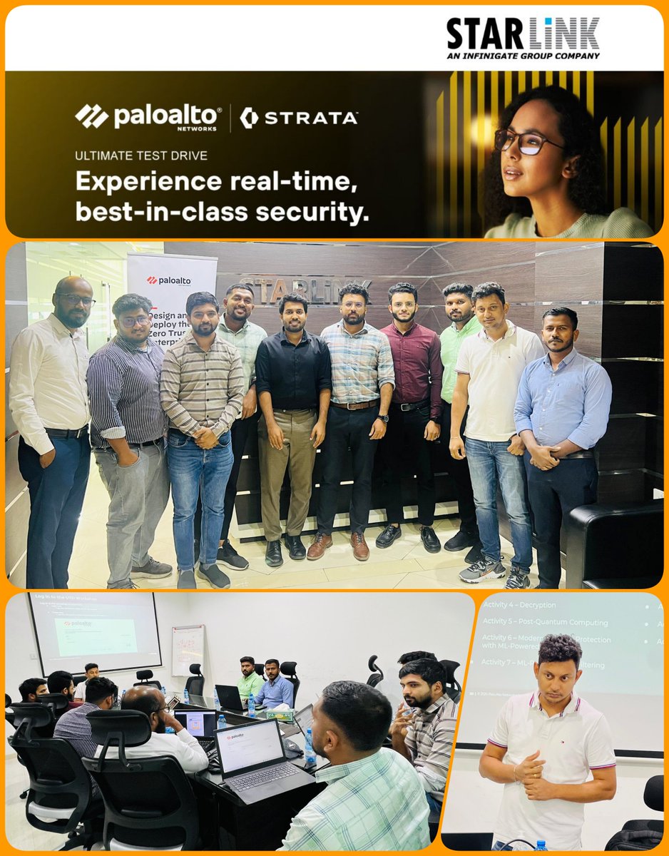 StarLinkVAD's tweet photo. We had an engaging @PaloAltoNtwks #UltimateTestDrive Workshop in #Qatar! Our #partners had the opportunity to explore the cutting-edge features of #PaloAltoNetworks ML-Powered Next-Generation Firewall.
Thank you to everyone who took time to join us & made this session a success! https://t.co/I9BdlyUAUL
