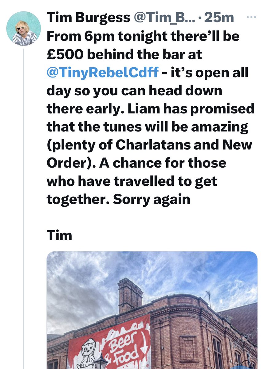 Tim Burgess tweet media