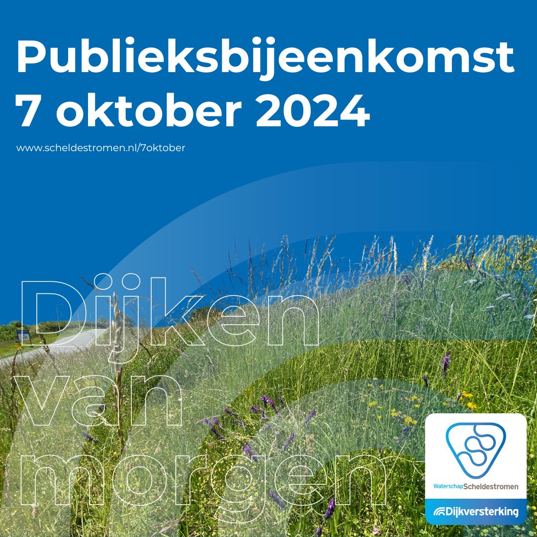 De komende jaren staan er heel wat dijkversterkingen op het programma in Zeeland. Hoe ziet de dijk van morgen – of beter gezegd – die van over 50 jaar eruit? Kom op 7 oktober gratis naar onze bijeenkomst 'Dijken van morgen'. Aanmelden kan via bit.ly/4cDSPpE
