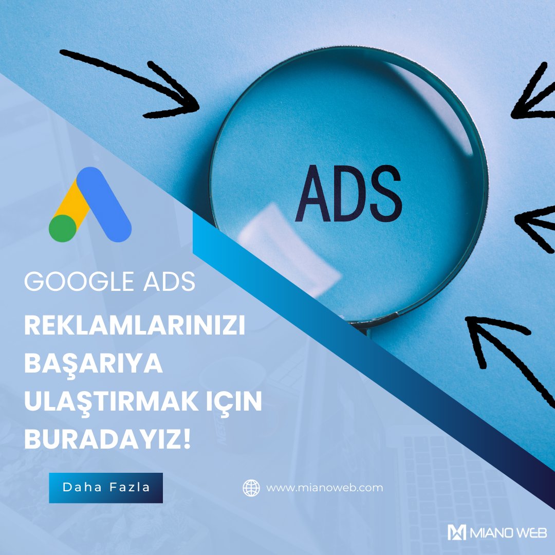 mianoweb's tweet photo. Reklam bütçenizi en etkili şekilde kullanın! 🎯 Google Ads ile daha fazla dönüşüm sağlayın. https://t.co/lueNNZKlRY