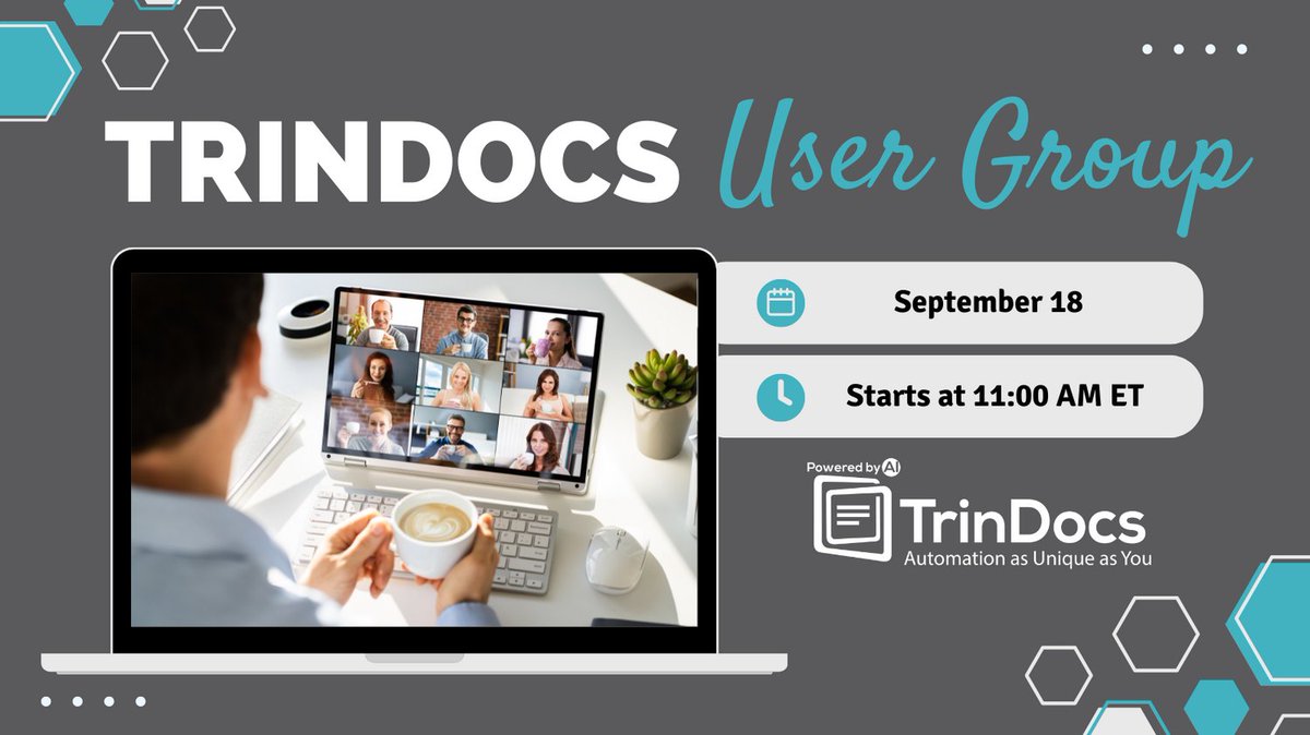 johnstucky's tweet image. 🎉 We&apos;re thrilled to invite you to our first-ever Virtual User Group on 9/18!
Register: trindocs.com/resources/#web…
Sessions: 
Automate Requisitions w/TrinForms
Tips &amp;amp; Tricks - FAQ
Template Training
Features Roadmap + AI Update

#trindocs #trinforms #usergroup