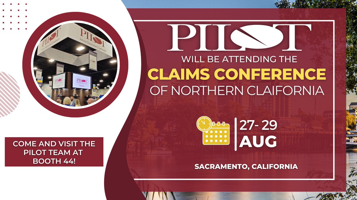 pilotcat's tweet photo. In a few days, the Pilot team will be landing in Sacramento, CA for the CCNC ✈️ We are excited to be attending another great claims conference, and if you happen to be attending; come see Pilot at Booth 44 from August 27th to the 29th!
#pilotcat #adjuster #claims #commercial https://t.co/cyI7XyES77