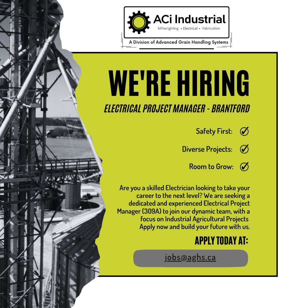 We are hiring a Journeyperson Electrician and an Electrical Project Manager in Brantford Ontario, if you are in the Hamilton, Kitchener or Guelph areas then reach out via email! jobs@aghs.ca