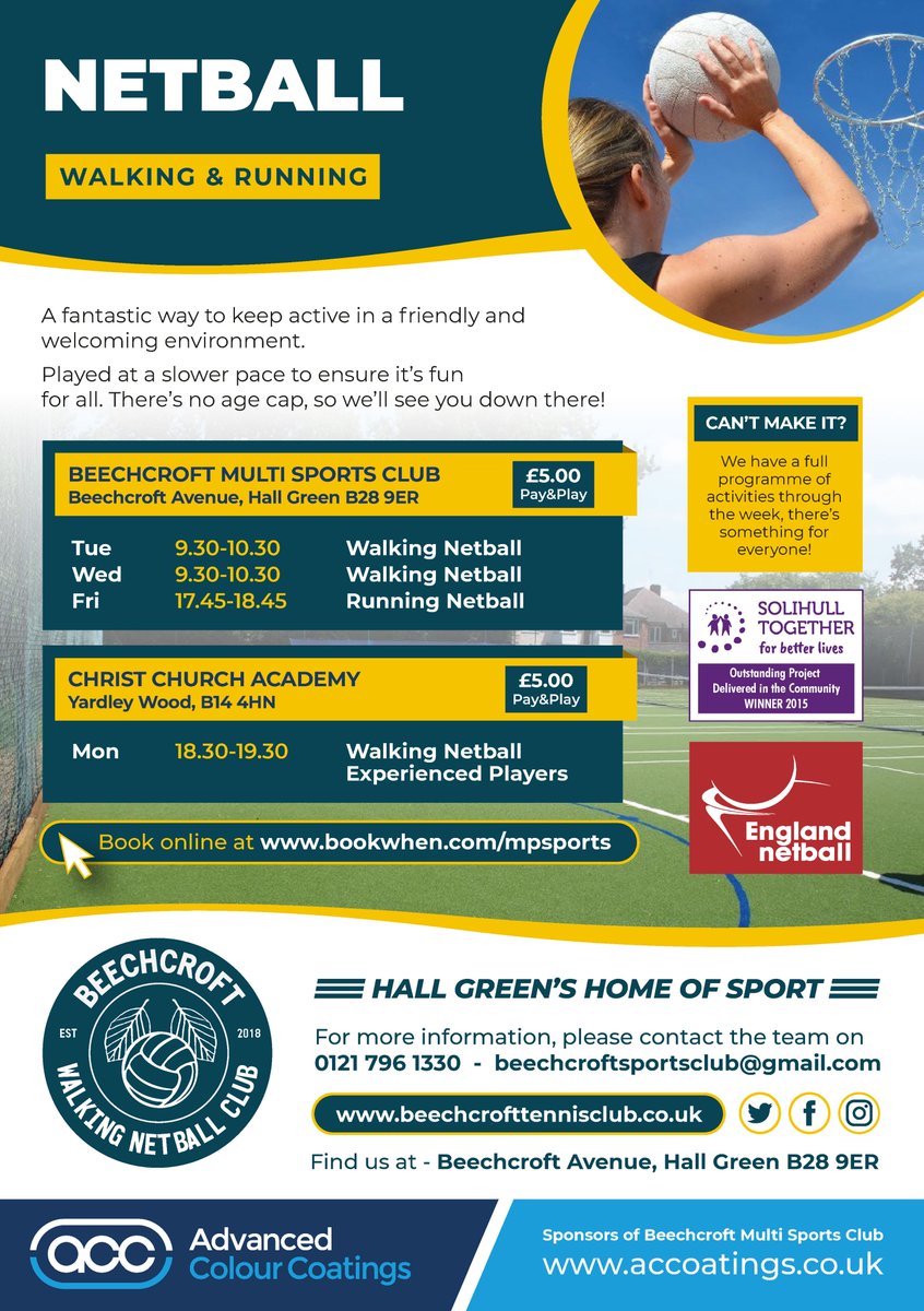 BeechcroftTMC's tweet image. Join us for walking netball you won't regret it! Getting back on court will help improve your hand eye coordination, balance, and improve your social circle. #WalkingNetball #back2netball #hallgreenbirmingham #thisgirlcanuk #netballwestmidlands #netballbirmingham
